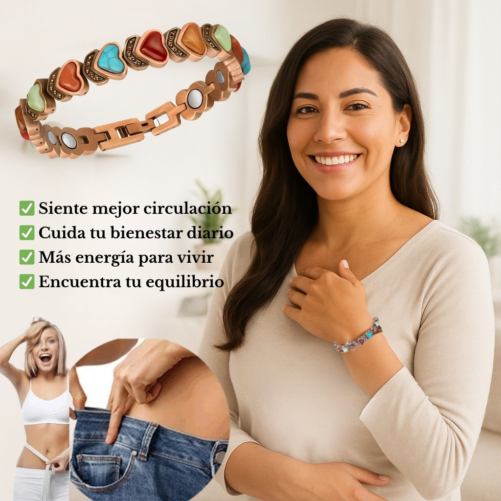 Pulsera Magnética de Cobre con Piedras Naturales
