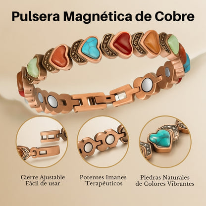 Pulsera Magnética de Cobre con Piedras Naturales